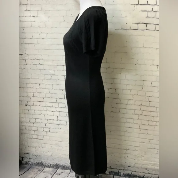 Calvin Klein Women Black BodyCon Sheath Wool Sweater Dress Cap Sleeve XS… - Picture 6 of 11
